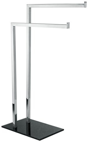 MSV Handtuchständer Sydney (LxBxH): ca. 45 x 20 x 69 cm aus Edelstahl und Glas mit 2 Handtuchstangen in Schwarz