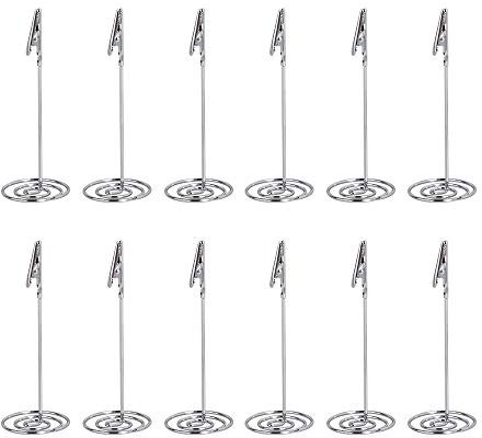 Artliving 12 Stück Tischkartenhalter Memohalter Clip Fotohalter Tischnummernhalter Silber