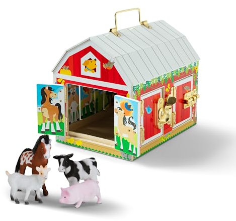 Melissa & Doug Latches Barn | Developmental Toy | Motor Skills | Problem Solving | 3+ | Gift for Boy or Girl, 10.25” x 9” x 7.5”, Multi - Colour