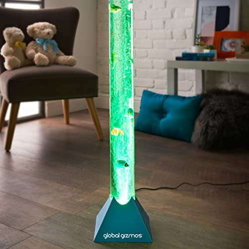 Global Gizmos 45169 Large Sea Creature Jellyfish & Seahorse Bubble lamp, Metallic Blue, 90cm