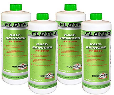 Flotex® Kaltreiniger Motorreiniger 4x1L | Sehr effektiver Motor Reiniger - entfernt Öle, Fette, Teer & vieles mehr | Motorwäsche für Auto, Werkstatt, Motorrad etc. | Nicht korrosiv & schonend