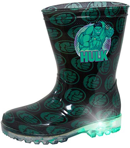 Marvel Bottes de Pluie et Neige Lumineuses en Caoutchouc pour Enfant, Noir , 26.5 EU