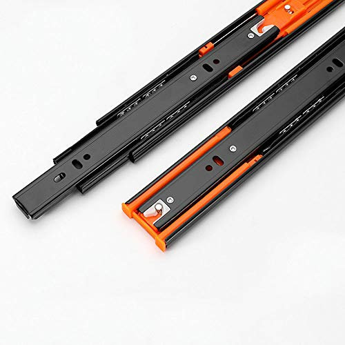 SSHHM Black Steel Soft Close Schubladenschiene,Tastaturschrank Schrank Kugelführung Schienensystem, Ersatzschubladenzubehör/Als zeigen / 14 in