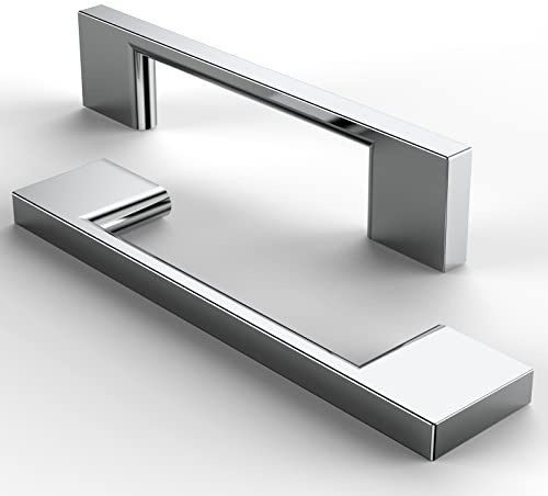 FURNIWARE 10 Stück Möbelgriffe Schrankgriffe Küchengriffe Griffe Verchromt Möbel Schubladengriffe Griffe für Küchenschränke Schränke Möbelgriffe Schubladengriffe 96mm lochabstand