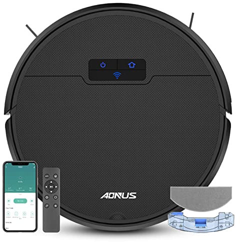 aonus Saugroboter mit Wischfunktion S8,Staubsauger Roboter 3000Pa,WiFi/App/Alexa,120Min Laufzeit,Sperrzone,Ideal für Tierhaare Teppiche Harter Boden