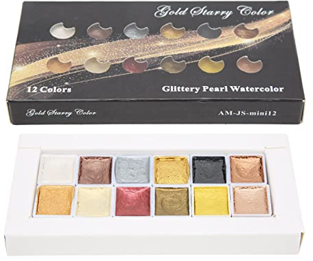 Rosvola Metallic-Lack für Aquarellfarbe, Besser löslich Gut konditioniert Bringt Glanz Transparenz für Aquarellfarbe