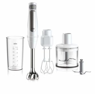 Braun MultiQuick 7 MQ7035XBI, Stabmixer mit Spritzschutz, Spülmaschinenfeste Teile, 600 ml BPA-freier Kunststoffbecher, Schneebesen, 500 ml Zerkleinerer, Eiscrusher, 1000W, Schwarz