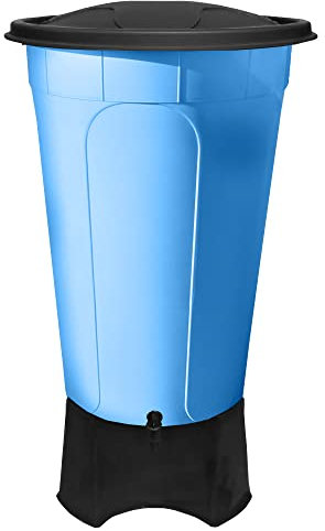 Large 210L Water Butt with Stand & Tap Garden Waterbutt Barrel Rain Water Collector - Blue Water Butt Kit