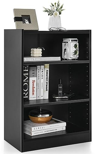 CASART Wooden Bookcase, 4-Tier Compact Bookshelf Modern Floor Bookcase with Anti-Tipping Kits, Open Shelf Display Stand Storage Organizer Unit for Living Room Bedroom Office (Black)