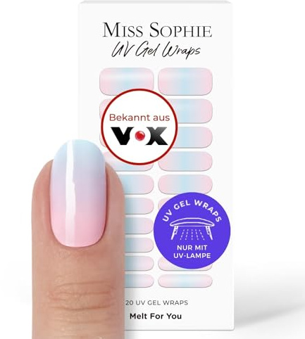 Original Miss Sophie UV Gel Nagelfolien Melt For You UV I 20 UV Gel Nagellack-Streifen mit Farbverlauf I Für Finger- & Fußnägel