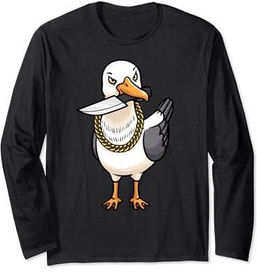 Divertida gaviota con cuchillo pájaro aves marinas aves Manga Larga