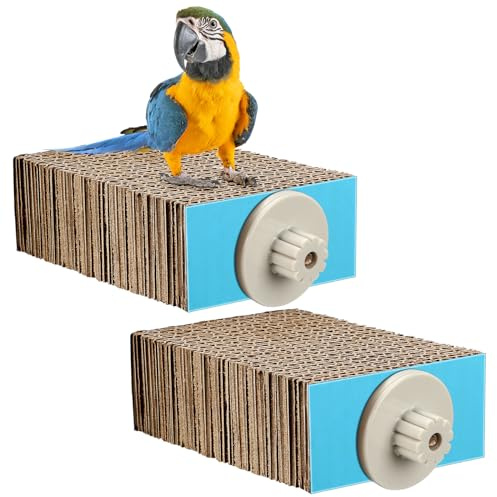 Skyygemm 2 Pieces Parrot Toy Bird Chew Cage Accessories Flat Perch Bird Paw Grinding Stand Parrot Cage Playground for Macaws, Small Parakeets, Conures, Budgies, Finches Conure Cockatiel(Small)