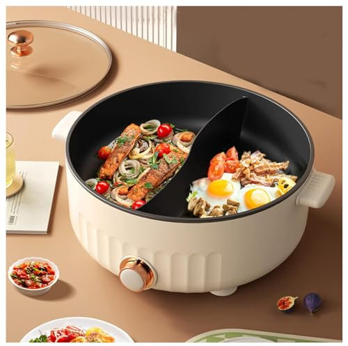 ARTSIM Appareil Fondue, Coupure Automatique De L'Alimentation Hot Pot Convient Aux Petites FêTes (avec 2 Filets Non éTanches),White