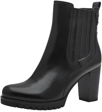 MARCO TOZZI Damen Chelsea Boots mit Lederanteil mit Absatz, Schwarz (Black Comb), 40 EU