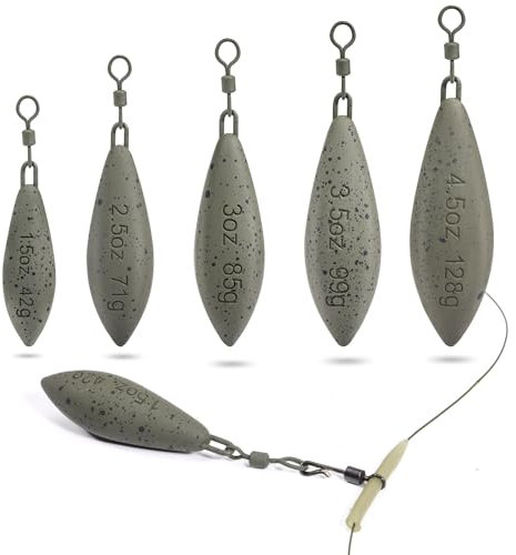 Sougayilang Karpfen-Angelgewichte, hergestellt aus ungiftigem und harmlosem Material, sind Karpfen-Angelköderzubehör，5 Gewichten von 1,5/2,5/3,0/3,5/4,5 Unzen.-TY