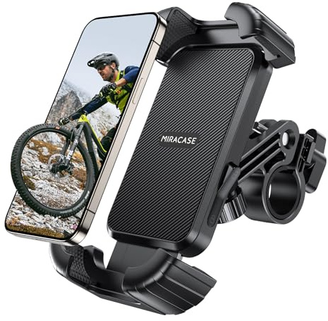 Miracase Bike Phone Holder - [Anti Shake] Motorcycle phone Mount, Phone Holder for Bike, Bicycle Phone Mount Handlebar Cell Phone Holder -[Silicone Wrapped] Scooter Bike Accessories for iPhone Samsung