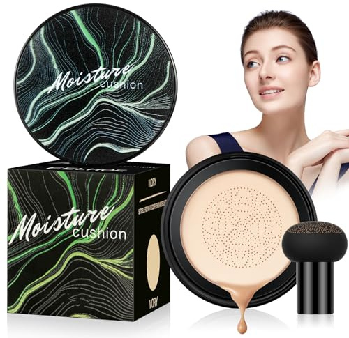 Cushion Fondotinta CC Crema con Fungo Testa D'aria Coprente Imperfezioni, Fondotinta Lunga Durata Idratante, Correttore Naturale Tono Uniforme Della Pelle(Bianco Avorio)