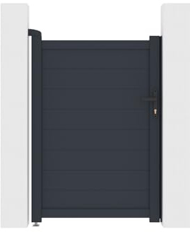 Vente-unique - Portillon battant aluminium plein L103 x H150 cm anthracite - NAZARIO