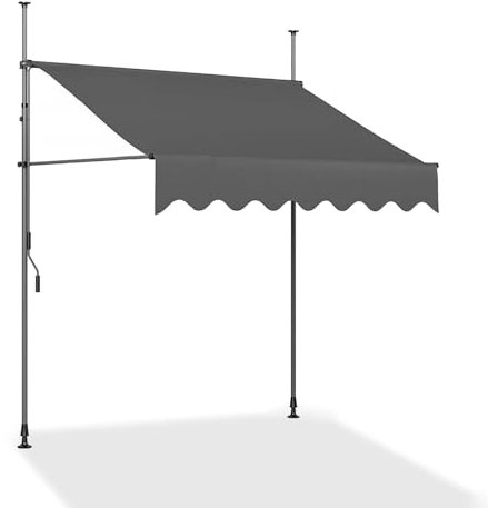 LXRHLIKG Manuell Klemmmarkise, Einstellbare Höhe und Winkel, Stabiler Stahlrahmen und Leicht zu Reinigende Klemm Markise aus Polyester für die Terrasse (Color : Gray-Grey, Size : 98/250cm)