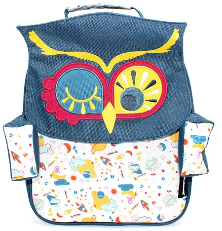 LES DEGLINGOS - Sac à dos enfant original 32CM Astros le hibou - Idéal pour l'école ou les balades - Dès 18 mois - Bleu