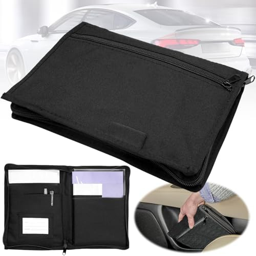 WiDream 1 Packung Auto-Handschuhfach-Organizer 600D Oxford-Tuch, Tragbarer Manuelle Tasche für Karte Registrierung Autozubehör, Mehrzweck Auto Tragbare Zipper Registrierung Pouch