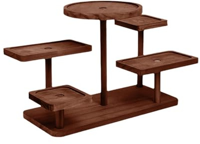 MagiDeal Display Riser Shelf Decorative Desktop Tiered Tray Small Plant Stand for Party Dessert Cupcake Makeup Flower Pot Perfume, Walnut