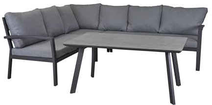 LC Garden »Bondino« Gartenlounge Dining Speiseloungeset mit Polstern inkl. Esstisch anthrazit