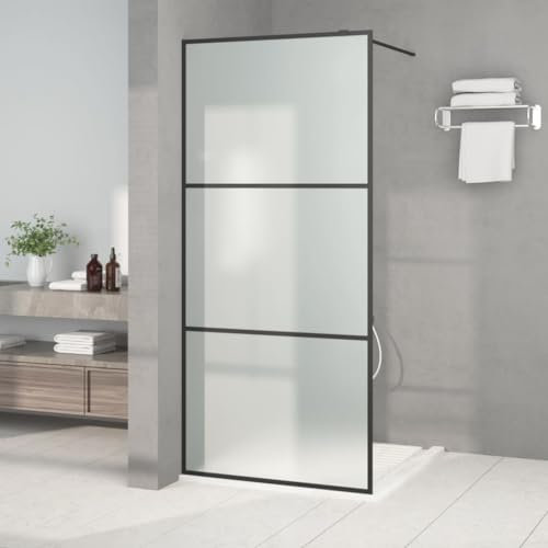 LAPOOH Duschwand für Begehbare Dusche Schwarz 90x195cm Matt ESG-Glas, Duschrückwand, Duschabtrennung, Glaswand Dusche, Duschglaswand, Duschtrennwand - 152111