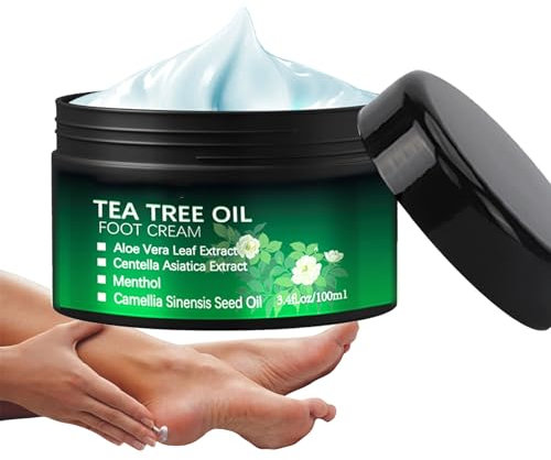 Tea Tree Oil Foot Cream for Cracked Heels & Dry Skin – Athletes Foot Cream Intensive Moisturizing Formula, Callus Softens for Hard Skin, Softens Feet & Hands
