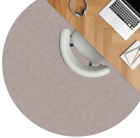 ANRO Bodenschutzmatte Bürostuhl Unterlage Schreibtischstuhl Unterlage Bürostuhl Teppich rutschfeste Bodenmatte für Parkett und Hartböden selbsthaftend Nemesis Rund 120cm Beige