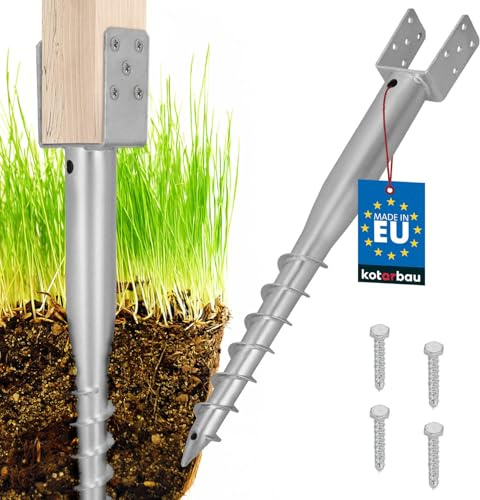 KOTARBAU® U Poste de soporte para atornillar 80x710mm de acero galvanizado Funda de impacto Funda de impacto para suelo Poste base Perno en U Ancla de tierra Punta de puesta a tierra Ancla para postes