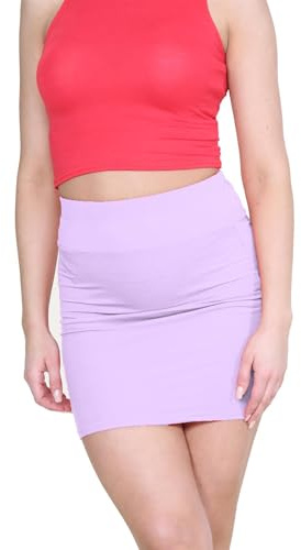 Hamishkane® Mini gonna da donna, gonna a matita elasticizzata a vita alta, tinta unita, gonna a micro matita, abbigliamento da festa da donna, gonne estive casual, Lilla, 44-46