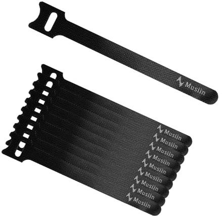 Musiin Audio Cable Ties, Lightweight and Easy to Store (10 Packs) | Suitable for Guitar Cables/MIDI Cords/Power Wires, Compatible with Various Audio Cable Management Needs