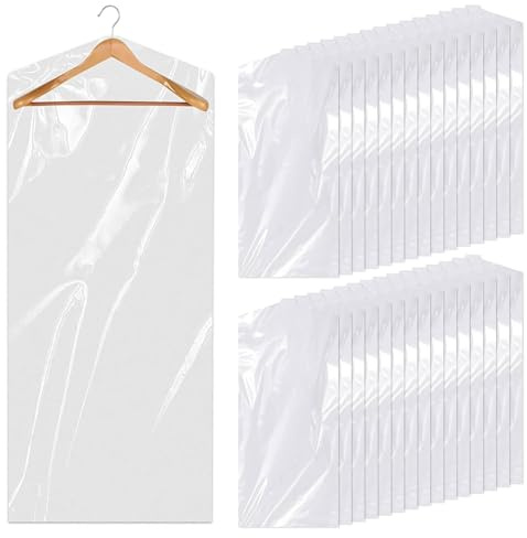 30 Pezzi Sacchetti Porta Abiti in Plastica, 90 * 60cm Copri Abiti in Plastica, Buste Trasparenti per Vestiti, Copri Abiti da Armadio, Copri Abiti Anti Polvere, per Camicie, Giacche, Abiti, Maglioni