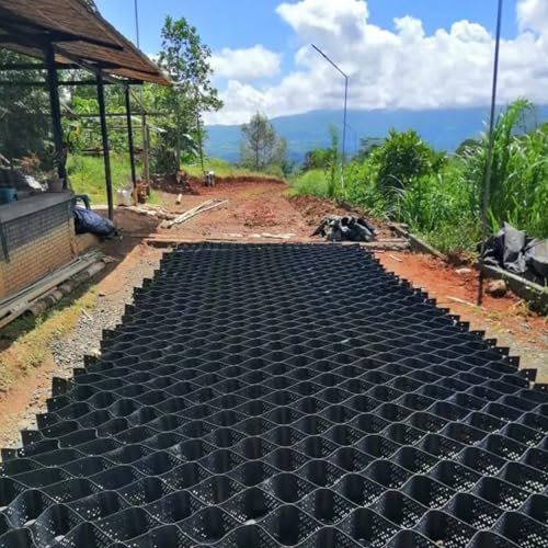 Strapazierfähige Geo-Gitter-Stabilisierung für Auffahrten, 5,1 cm dicke HDPE-Geocell, strapazierfähiges Polyethylen für Kies- und Hangeinfahrten, Größen 90 cm bis 9 m, Rasenverstärkungslösung