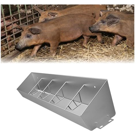 ERRULAN Hochleistungs-Futtertrog für Schweine, Tierfuttertröge mit 4/5/6/7 Löchern für Vieh aus Metall, Schweinefütterer mit großer Kapazität für Tiere/Hof/Schweineställe/Farmen/Schuppen(150x27x14cm)