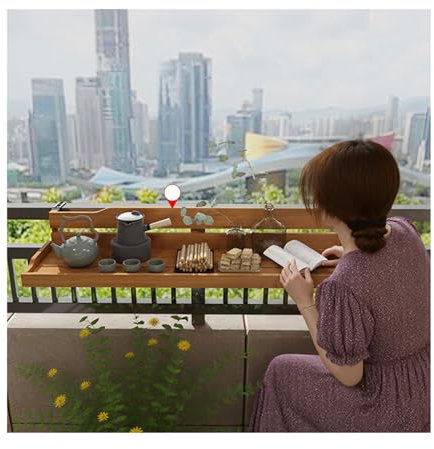 SHINGJING Tavolo for ringhiera del Balcone, Tavolo for ringhiera del Balcone in Legno e mensola for fioriera sospesa, mensola for Piante sospese for Balcone da Giardino(L90*W25cm/L35.4*W9.8in)