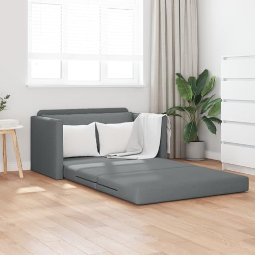 Qnhdfrt 2-in-1 Boden Sofa Bett Schlafcouch Anthrazit 124x71x78 cm Kompaktes Zweisitzer Sofa mit Fester Polsterung für Kleine Räume Wohnzimmer Gästezimmer