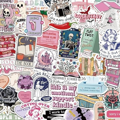 Romance Book Stickers, 150pcs Pink Aesthetic Stickers for Scrapbooking, Journals, and Reading Devices, Waterproof Vinyl Decorative Stickers for Personalising Items