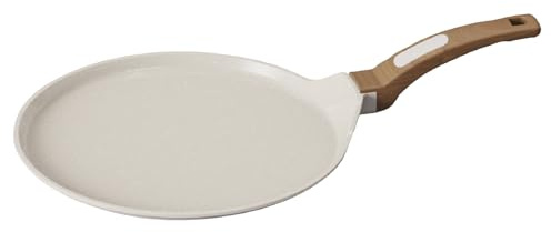 Cooksmart Signature 28cm Crepe Pan, Cast Aluminium, Ivory | PFOA & PFAS free, induction compatible, dishwasher safe, ergonomic handle, suitable for all hob types
