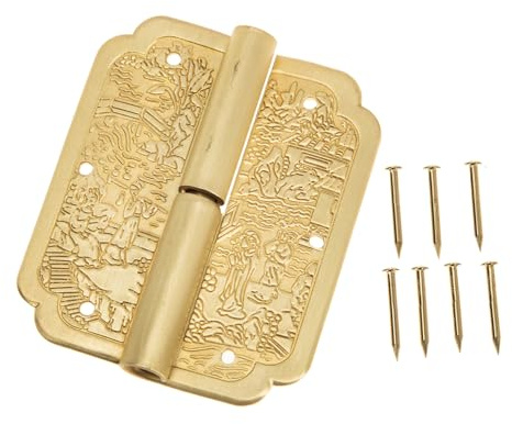 Yardenfun Charnière De Porte D'armoire En Laiton Antique 6x5cm, Charnières Décoratives Anti-corrosion, Fixation Démontable, Adaptées Pour Boîtes En Bois Et Meubles, Lot Unique Pour Rénovation Mobilier