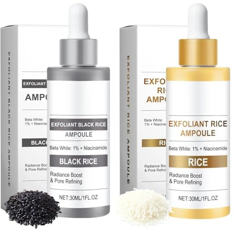 2pcs Beauty scale, scrub shot, glow rice ampoule duo, rice water peeling, pure skin serum peel shot, for face and body