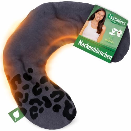 HERBALIND Kirschkernkissen Nackenhörnchen 30x40 cm LEO – 700gr Kirschkern, 100% Baumwolle – Natürliches Wärmekissen Mikrowelle & Backofen – Handmade in Germany