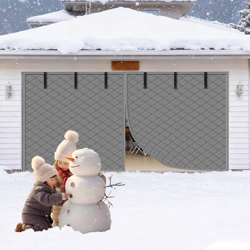Thermal Insulated Door Curtain Magnetic Insulated Door Curtain Fits 244x213cm Garage Doors Windproof Garage Door Screen For Winters Thermal Door Cover With Visible(Gray,W183xH244cm)