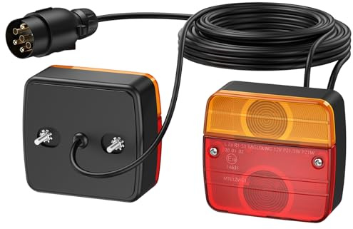 DTEANJU Anhänger Rückleuchten Set 12V mit 7-Pin Stecker, E-Mark E13 geprüft, anhänger beleuchtung komplett set, Rücklicht Set für PKW Anhänger