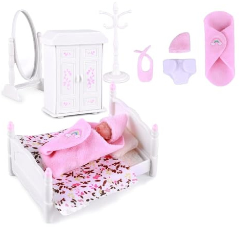 in Silicone in Miniatura da 3 Pollici Come Bambole Realistiche con Cappello E Bavaglini per Giochi Genitoriali Bambole per Bambini