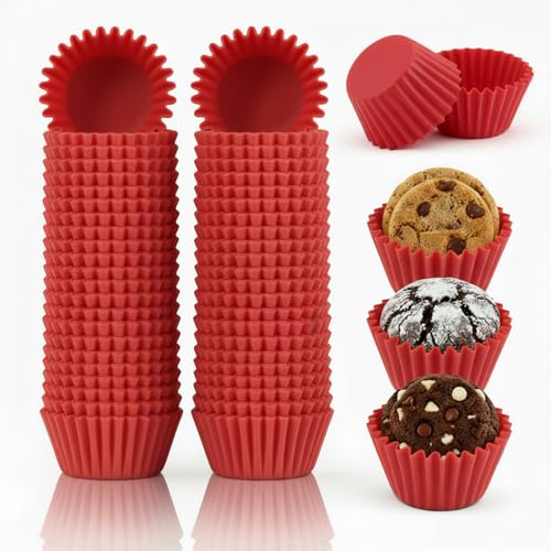 1000 Pcs Red Mini Cupcake Liners Baking Cups Paper Cupcake 2.5cm Mini Muffin Liners Chocolate Dessert Cupcakes Wrapper Baking Cups for Cooking