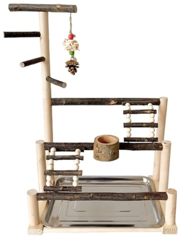 Giochi Per Uccelli – 40 X 27 X 59 Cm, Legno, Cotone, Acciaio Inossidabile, Grande Supporto Interattivo Per Uccelli, Struttura Di Attività Di Posatoio Colorata, Di Arrampicata Per