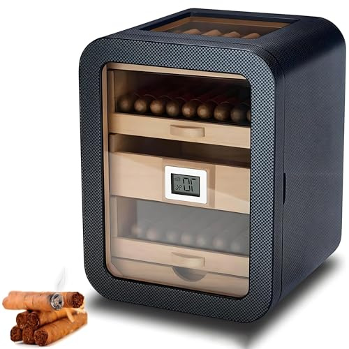 POADGBCN Intelligenter elektrischer Zigarrenhumidor mit elektronischem Befeuchter Schrank mit 110 Zigarren Fassungsvermögen Ablage aus Zedernholz Schubladenaufbewahrung(Humidors-1)