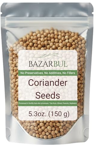 Coriander Seeds Whole, 5.3oz, Cilantra, Coriander for Cooking, Pickling Spice, Canning, Biltong, Cornbeef Brisket, Corriander Tea, AKA Dhania & Chinese Parsley Seeds, Vegan